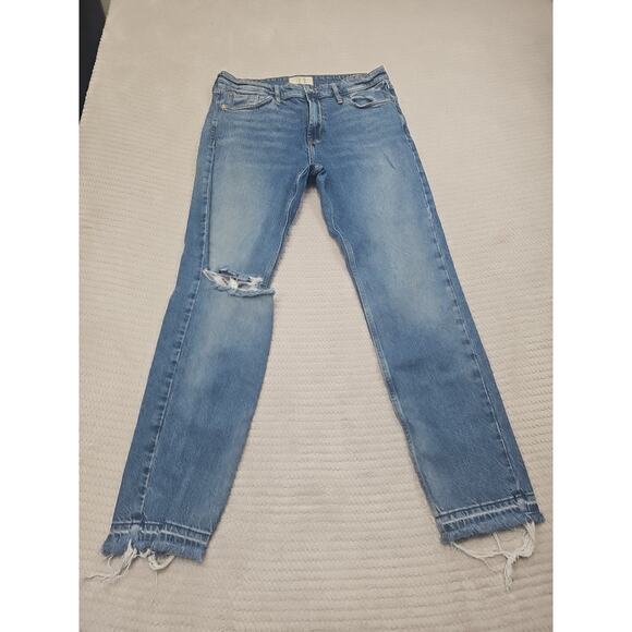 We The Free Jeans Womens 31 Medium Wash Distressed Raw Hem - Picture 1 of 8